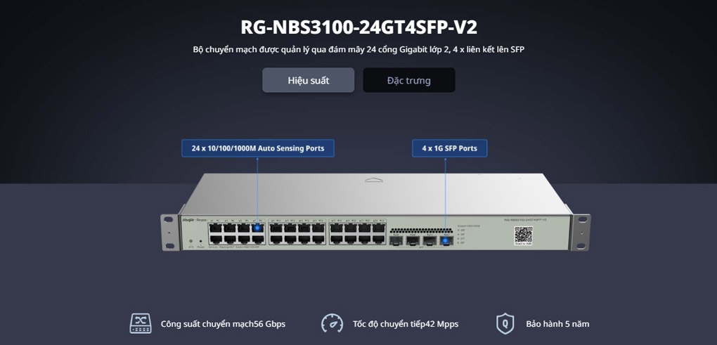 Layer 2 Smart Managed Switch 24 Cổng RUIJIE RG-NBS3100-24GT4SFP-V2